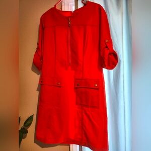 Orange Utility Style Dress